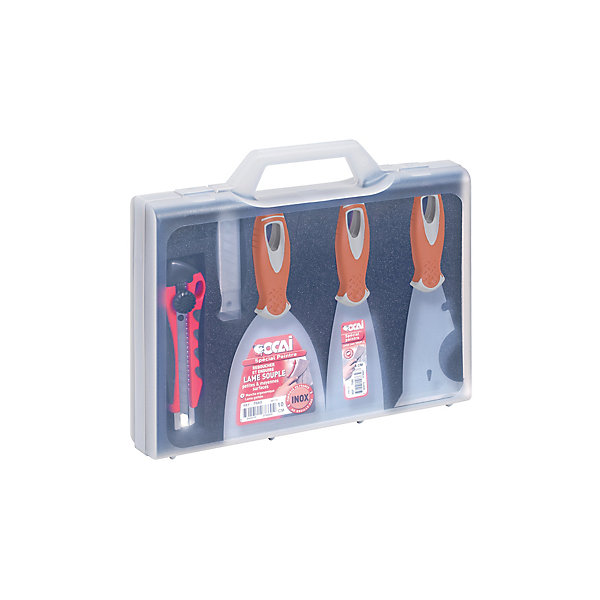 Mallette 3 couteaux   cutter rouge spécial peintre Ocai