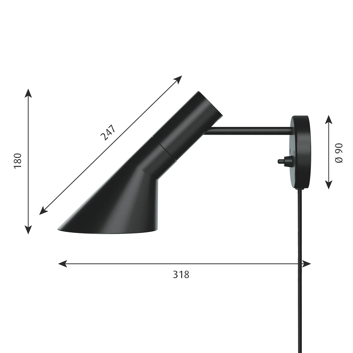 Louis Poulsen - AJ Wandleuchte Outdoor LED, schwarz