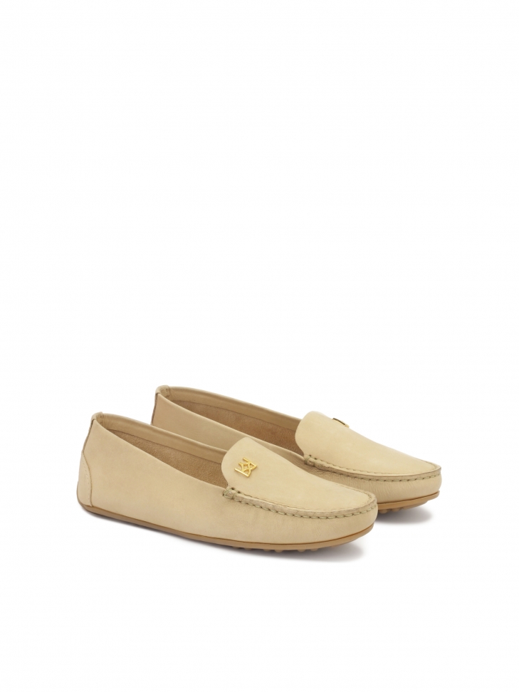 Beige casual nubuck moccasins