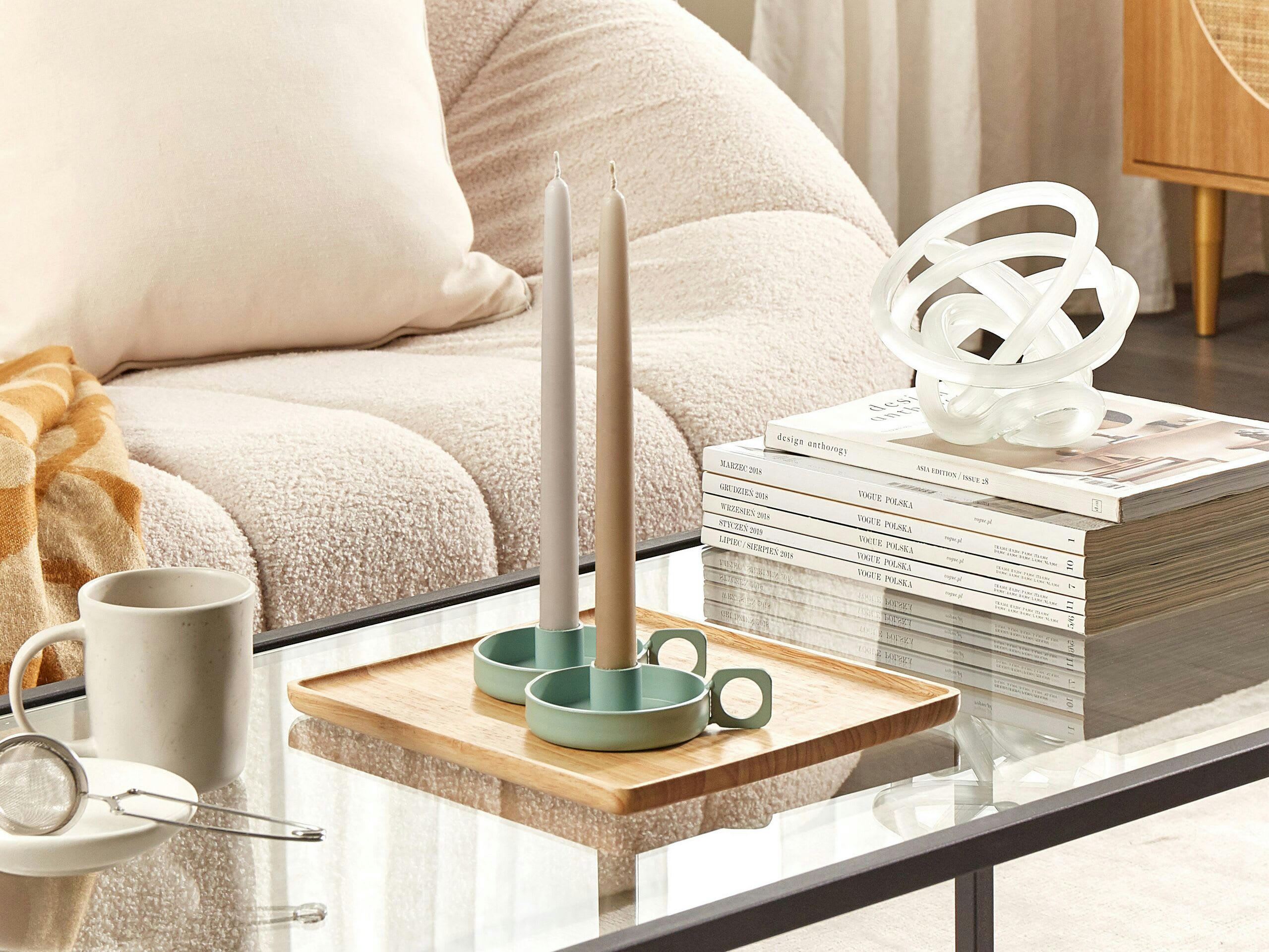 CHORIO - Set de 2 bougeoirs en métal vert