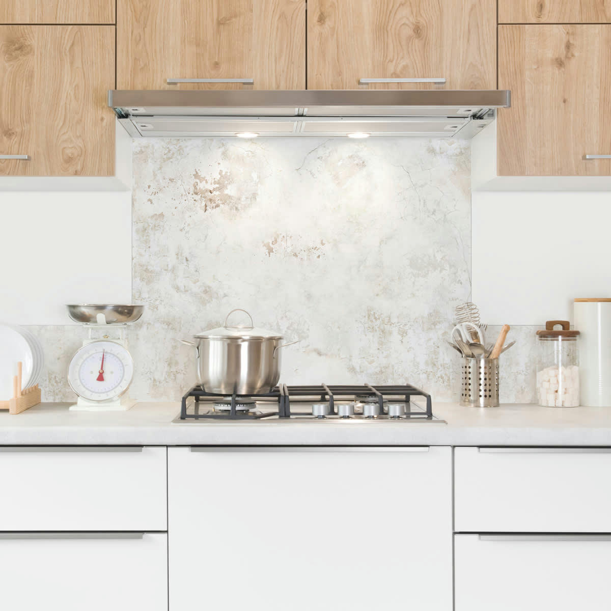 NEW TRASHWALL - Crédence cuisine Fond de hotte ALU L90cmxH70cm Beige Indus