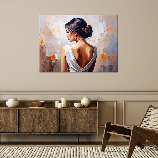 Feeby Obraz nowoczesny do salonu sypialni, Piękna kobieta Beżowy 60x40