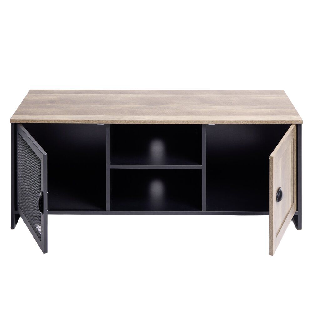 Meuble TV métal et bois Laura 2 portes 118x39xH49cm