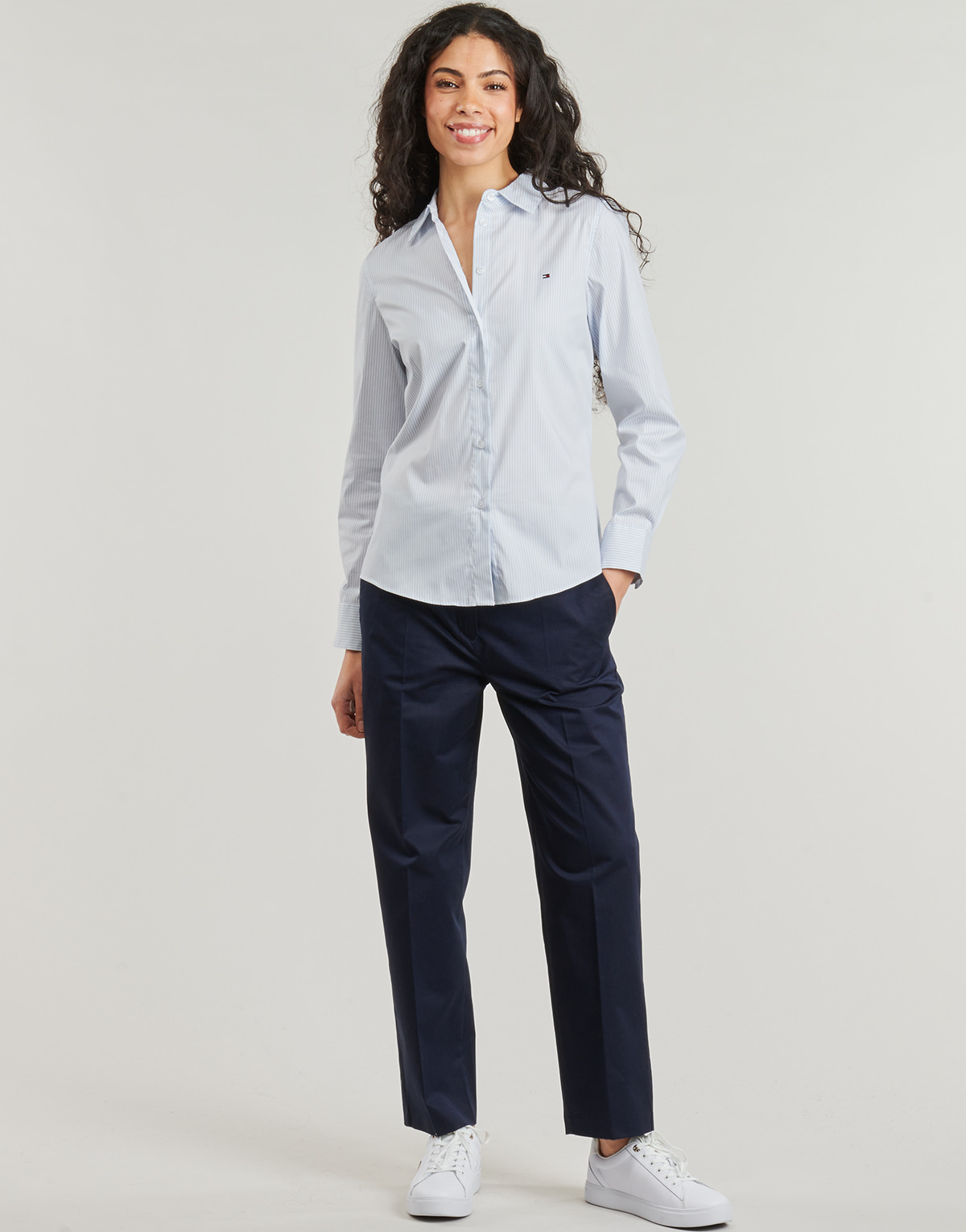 Tommy Hilfiger - SLIM STRAIGHT CO CHINO - Marine