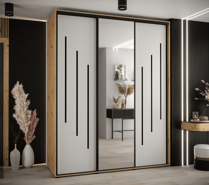 Szafa przesuwna 60 wysoka Davos 9 200 artisan biały czarny