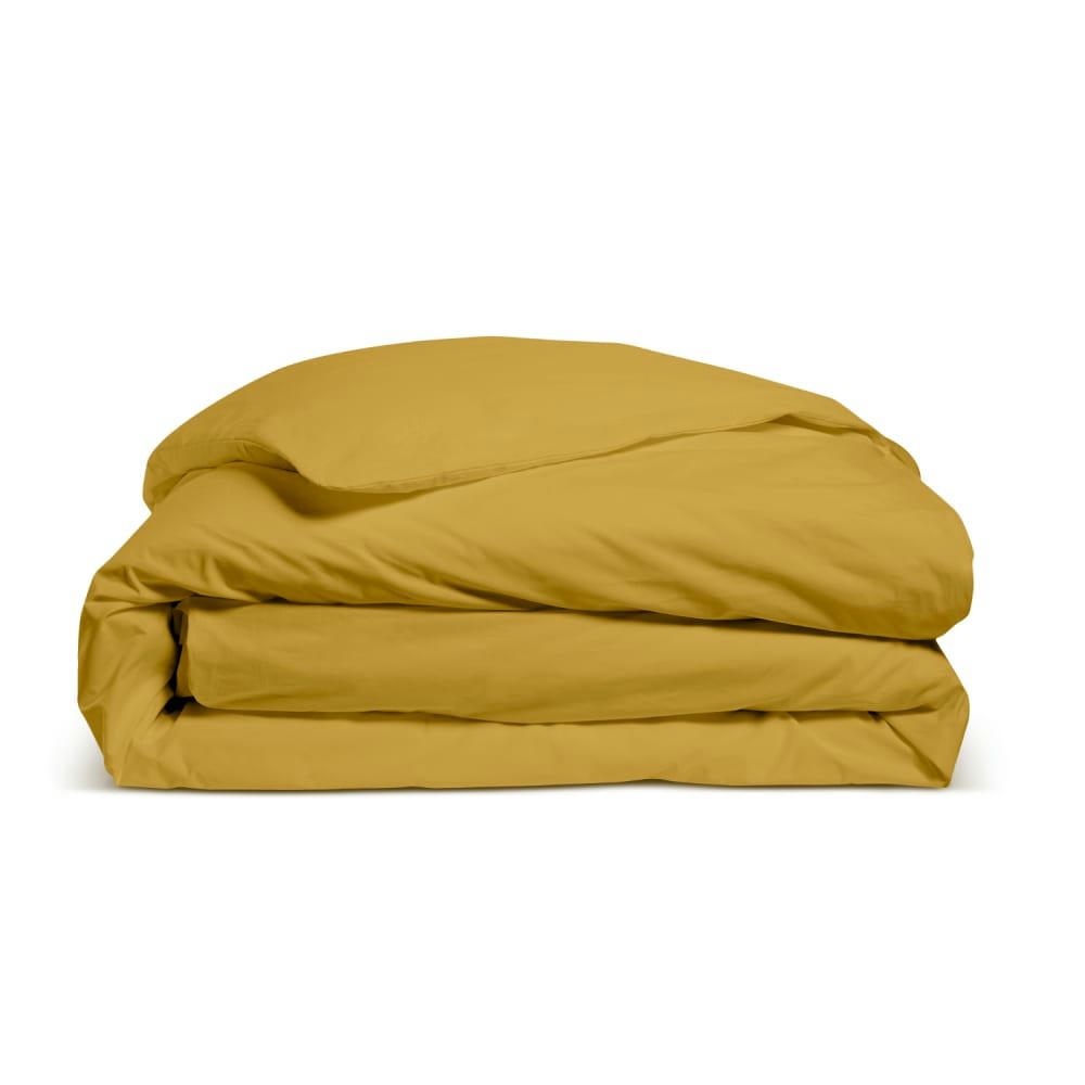 - Housse de couette unie en percale de coton moutarde 240x260cm