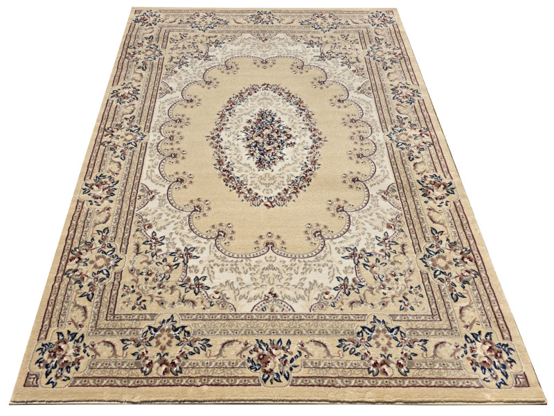 Dywan w kwiaty s002 beżowy klasyczny do salonu 160x220cm