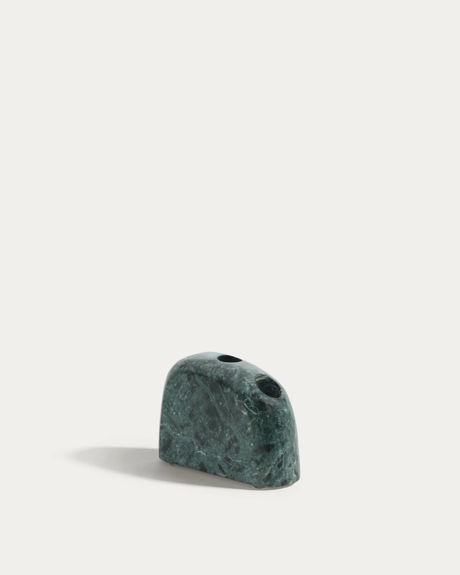 Signe medium-sized, green marble candlestick, 10 cm