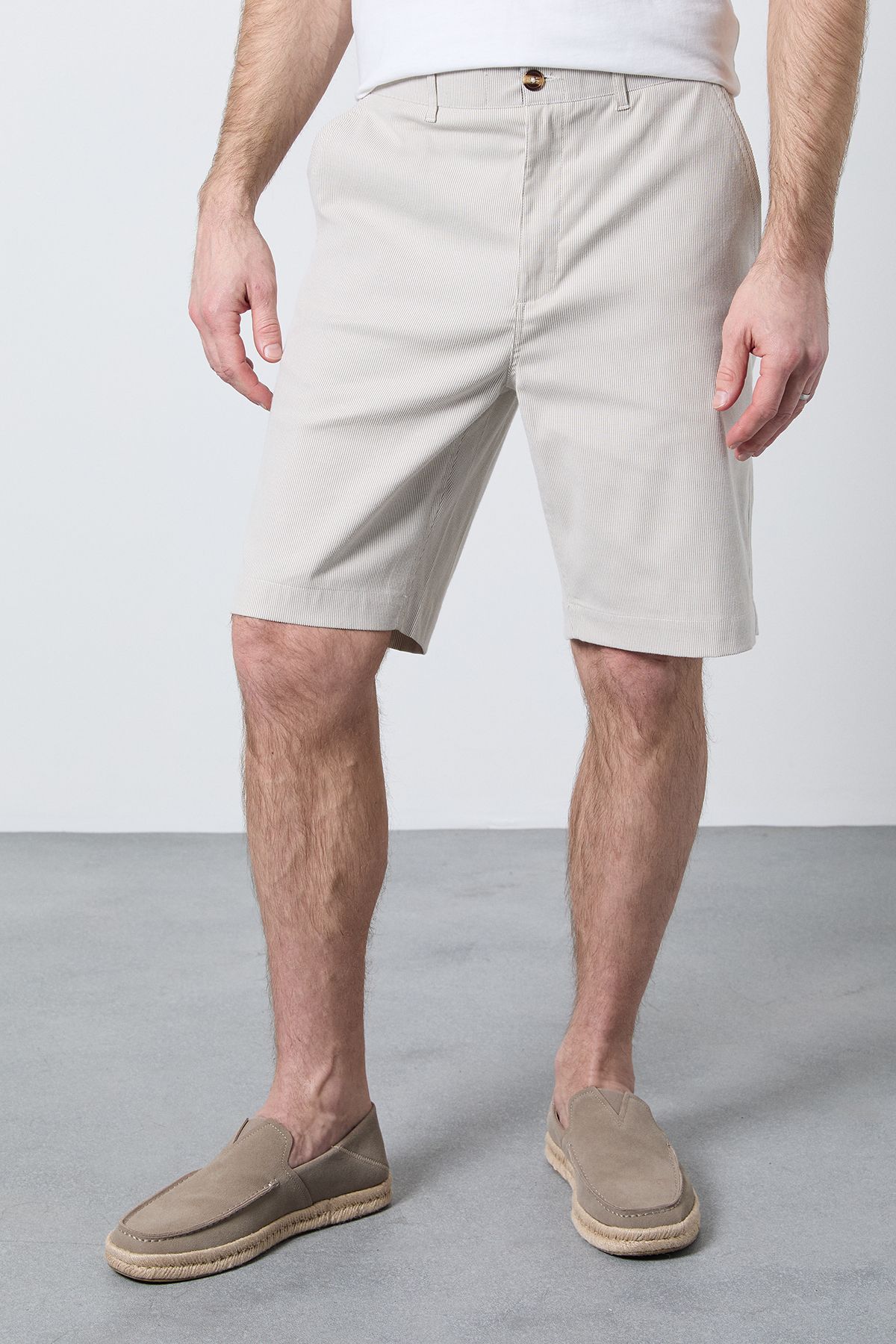 Maine Beige Pinstripe Chino Shorts