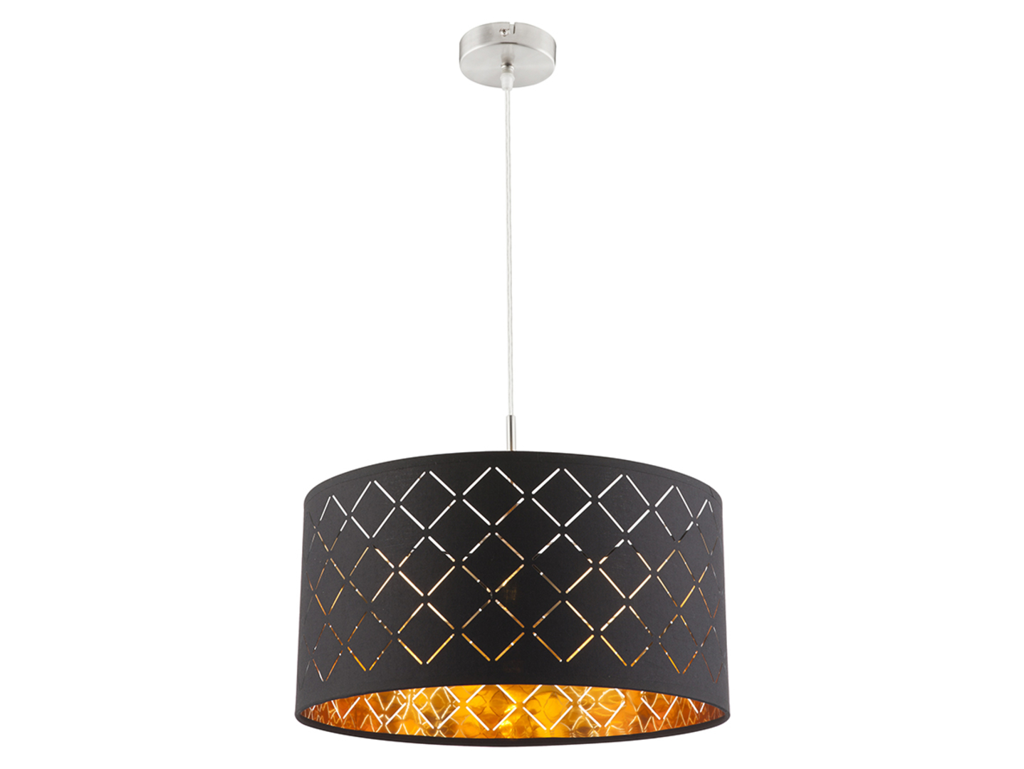 Lampa wisząca Clarke tkaninowa tkaninowa czarno-złota