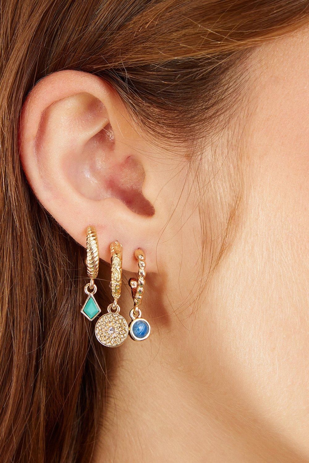 Accessorize Filigree Gem Hoops Set of Three