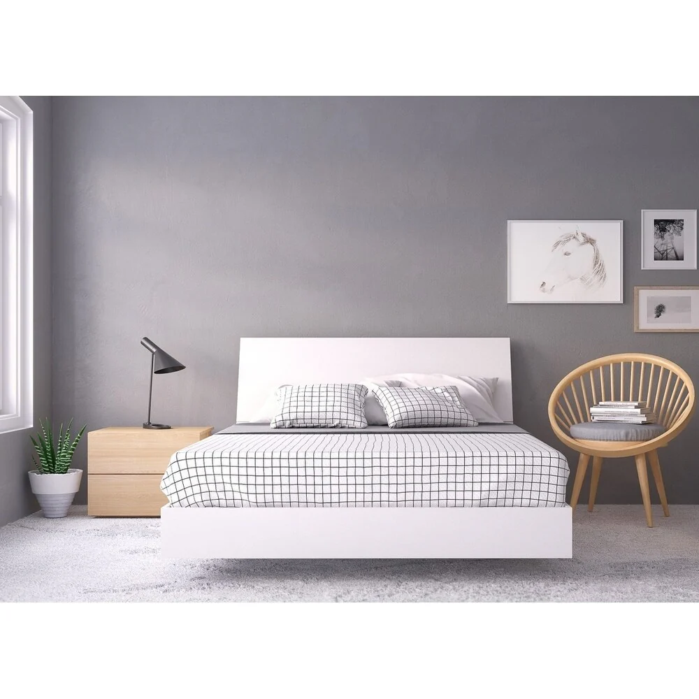 Nexera Esker 3 Piece Bedroom Set, Natural Maple and White