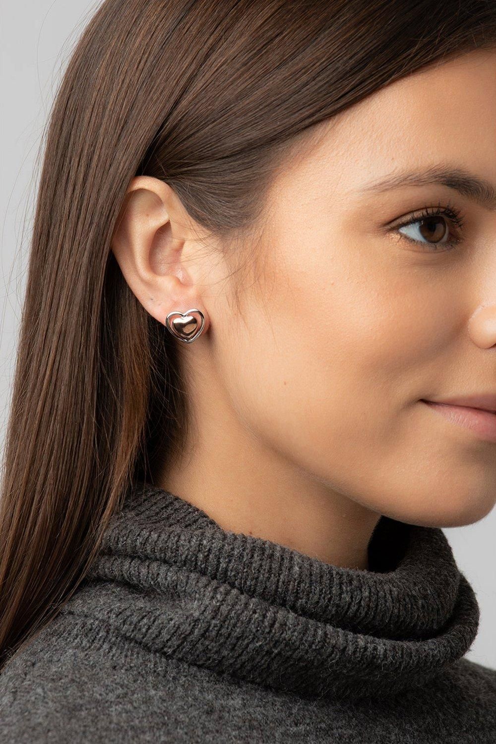 Pure Luxuries London Gift Packaged 'Violette' 18ct Gold Plated 925 Silver Heart Earrings