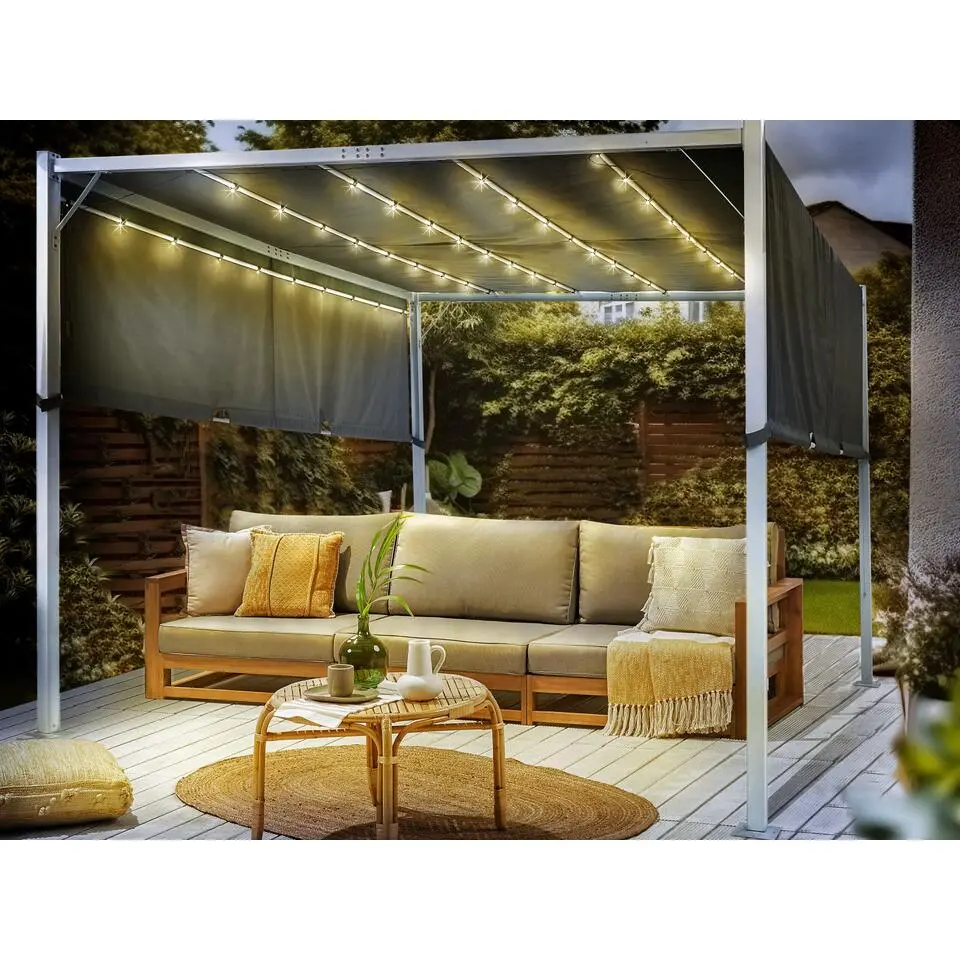 PARGA - Tuinpaviljoen - Grijs/Wit - Polyester