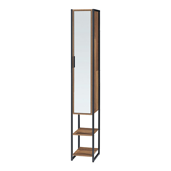 Meuble colonne de salle de bain Namsskogan 160 x 24 x 30 cm effet noyer noir en.casa