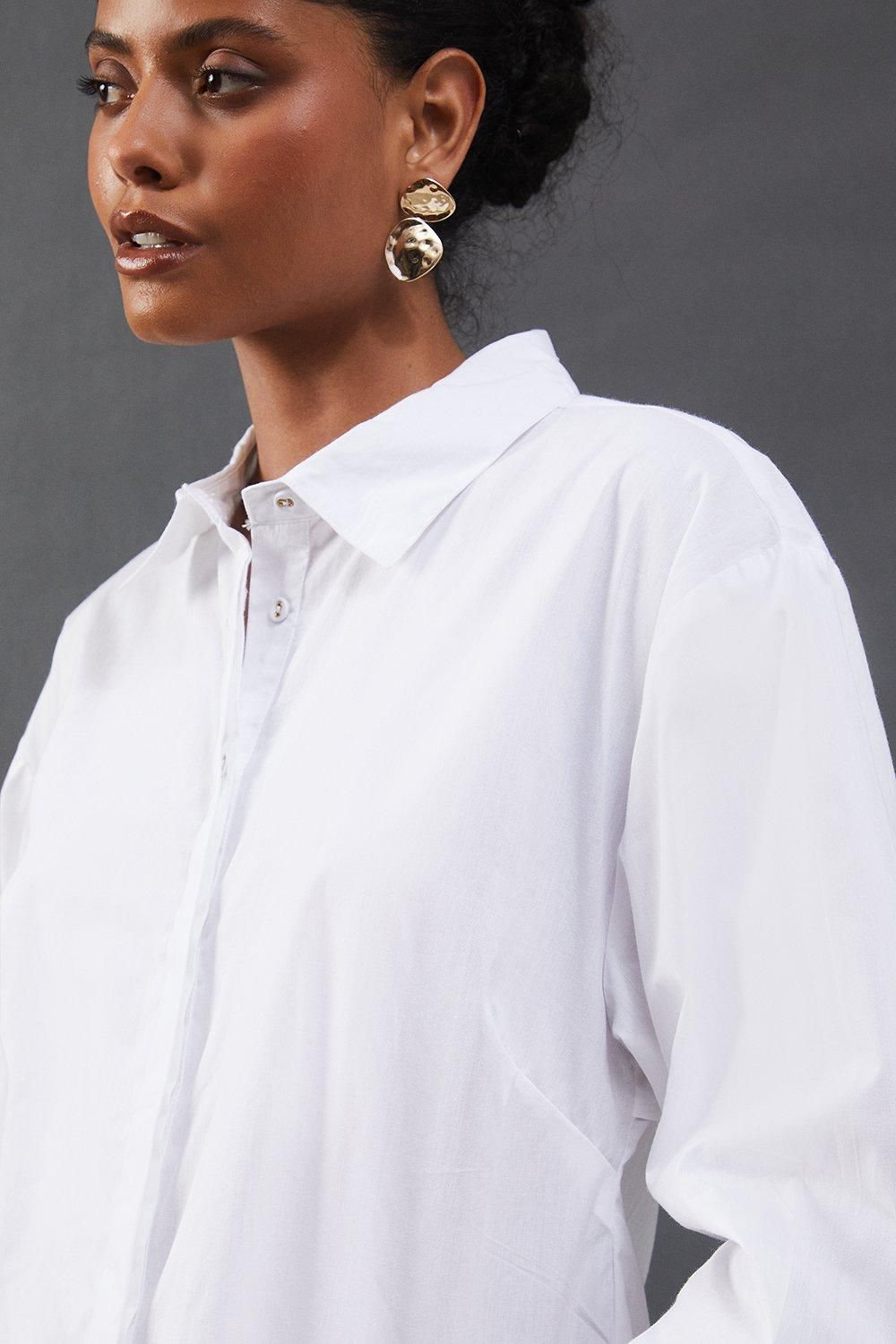 Warehouse Poplin Open Tie Back Shirt