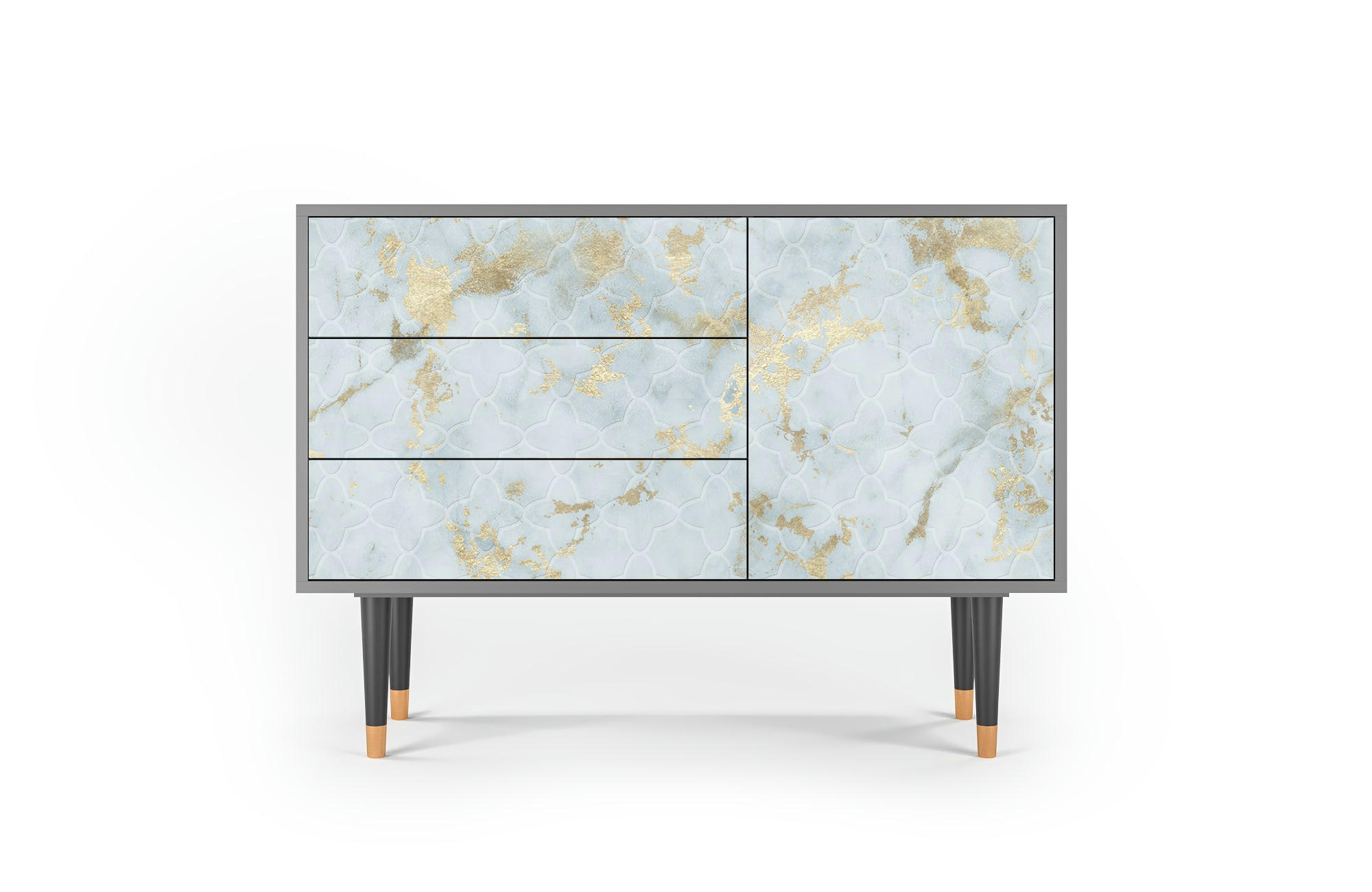 GOLDEN WAVES - Buffet  blanc clair 3 tiroirs et 1 porte L 115 cm
