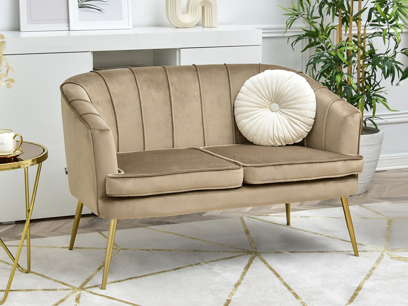 Sofa Estel Beżowy Welur, Podstawa Złoty