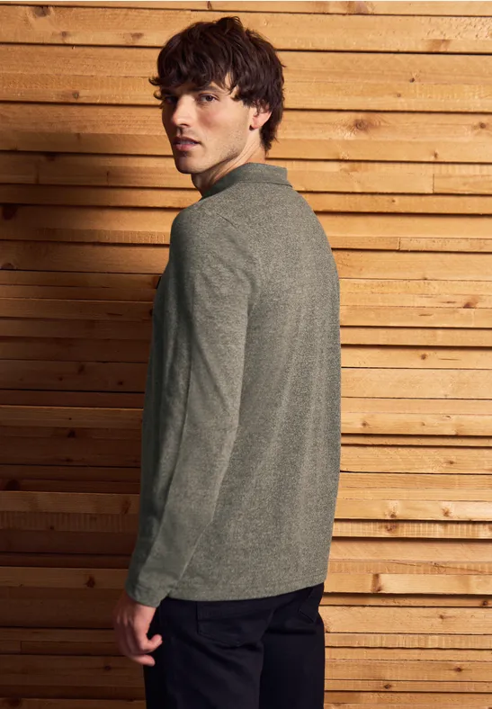 Two Tone Langarm Poloshirt