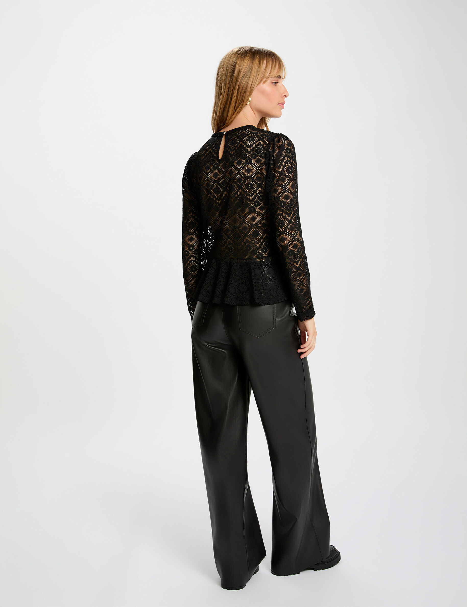 Fitted Lace T-Shirt Black Women