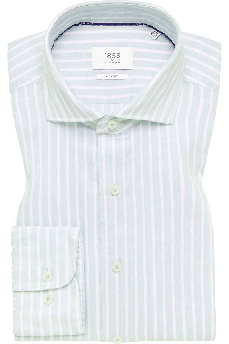 ETERNA 1863 Slim Fit Leinenhemd hellgrün, Gestreift