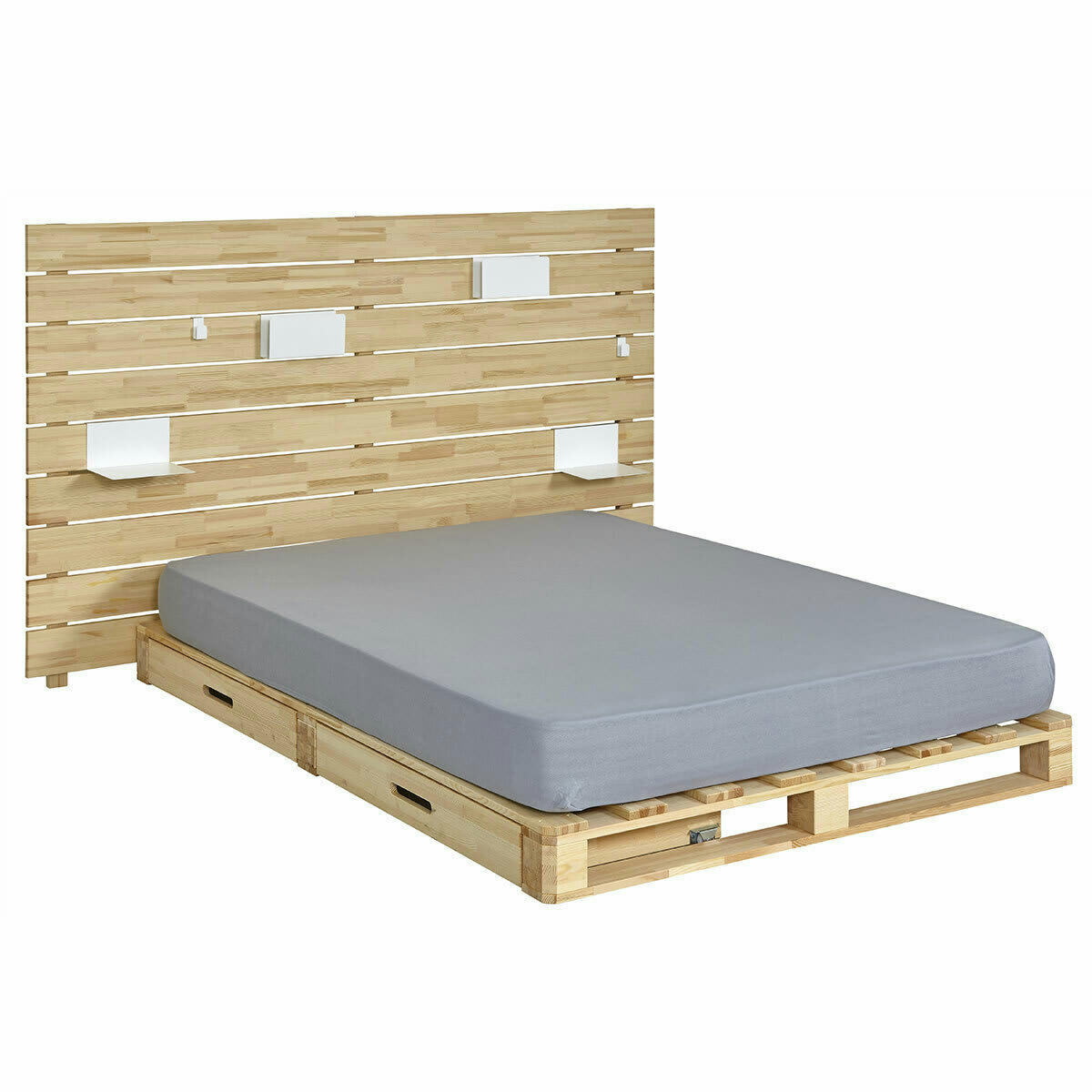 CEMBRO - Pack lit avec tête de lit et matelas 140x200 cm bois massif