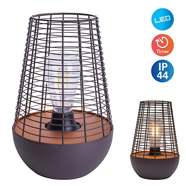 Lampe LED décorative de 27 cm de haut, en métal noir, LED fixe, décoration pour l'extérieur