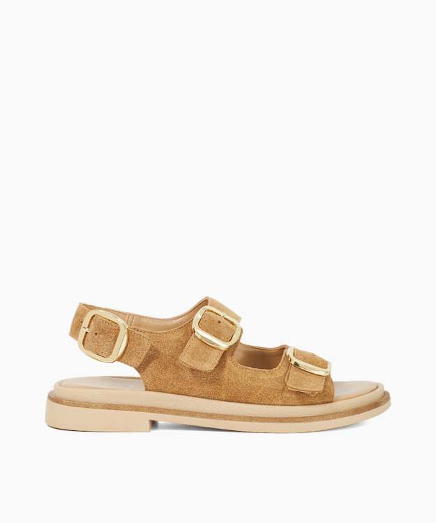 Luckles Sand - Suede Triple Buckle Sandals