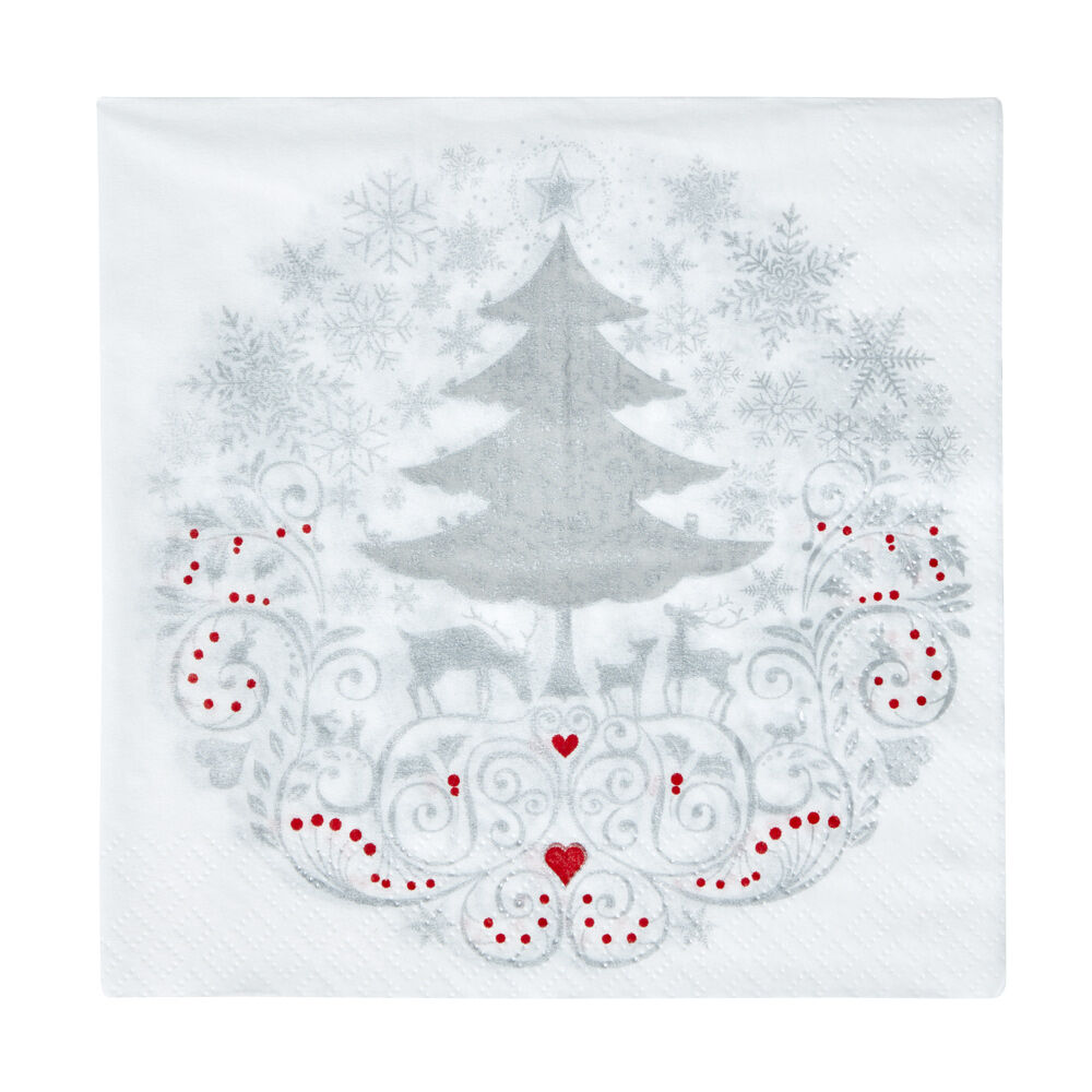 Serviette jetable motif sapin givré x20