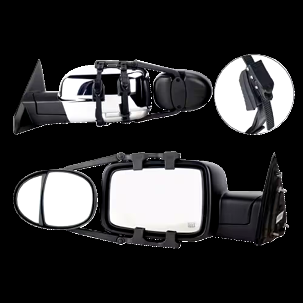 K-Source Dual-View Ratchet Lock Clip-On Mirror, Pair