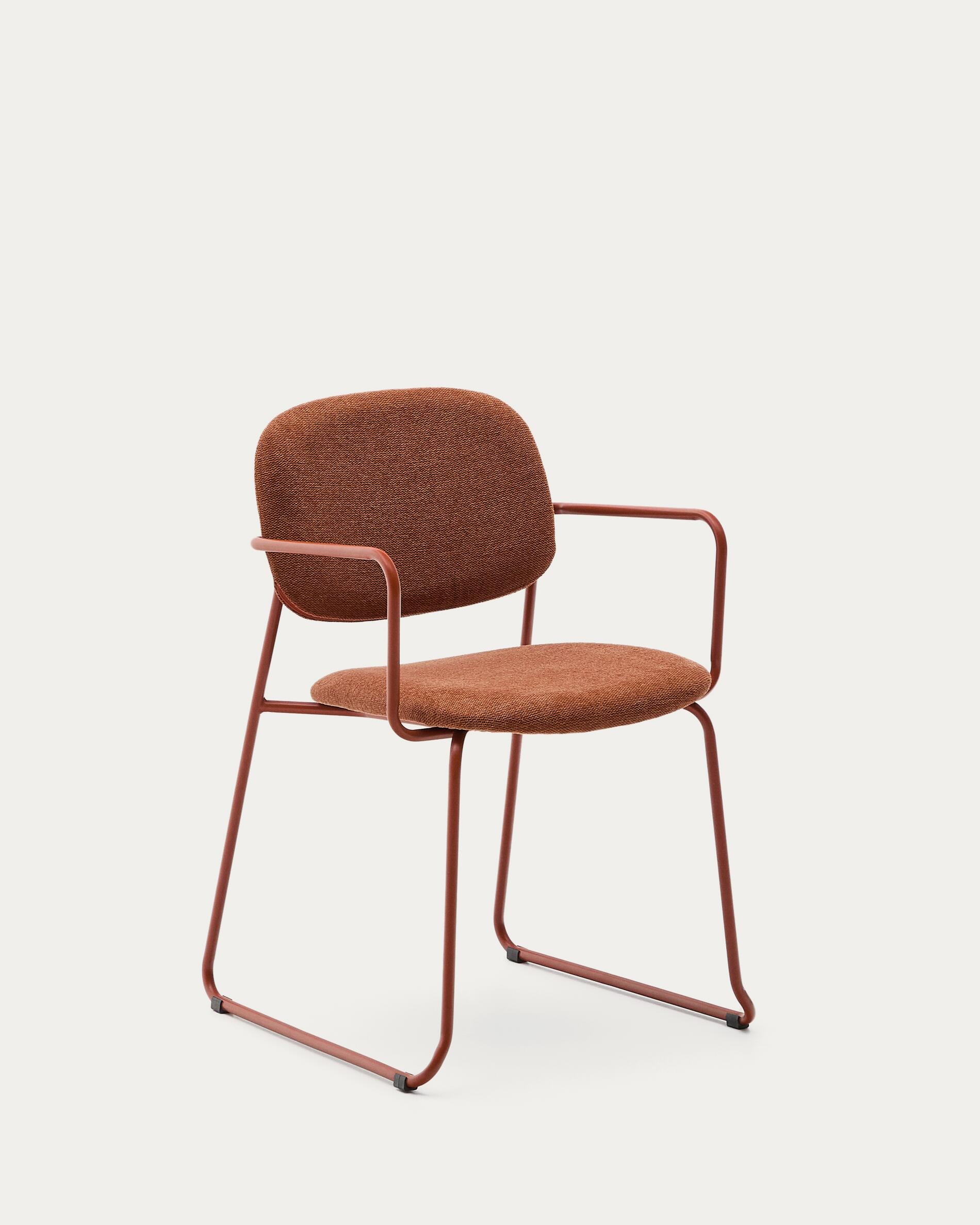 Meli chair in terracotta chenille with terracotta metal frame FSC Mix Credit