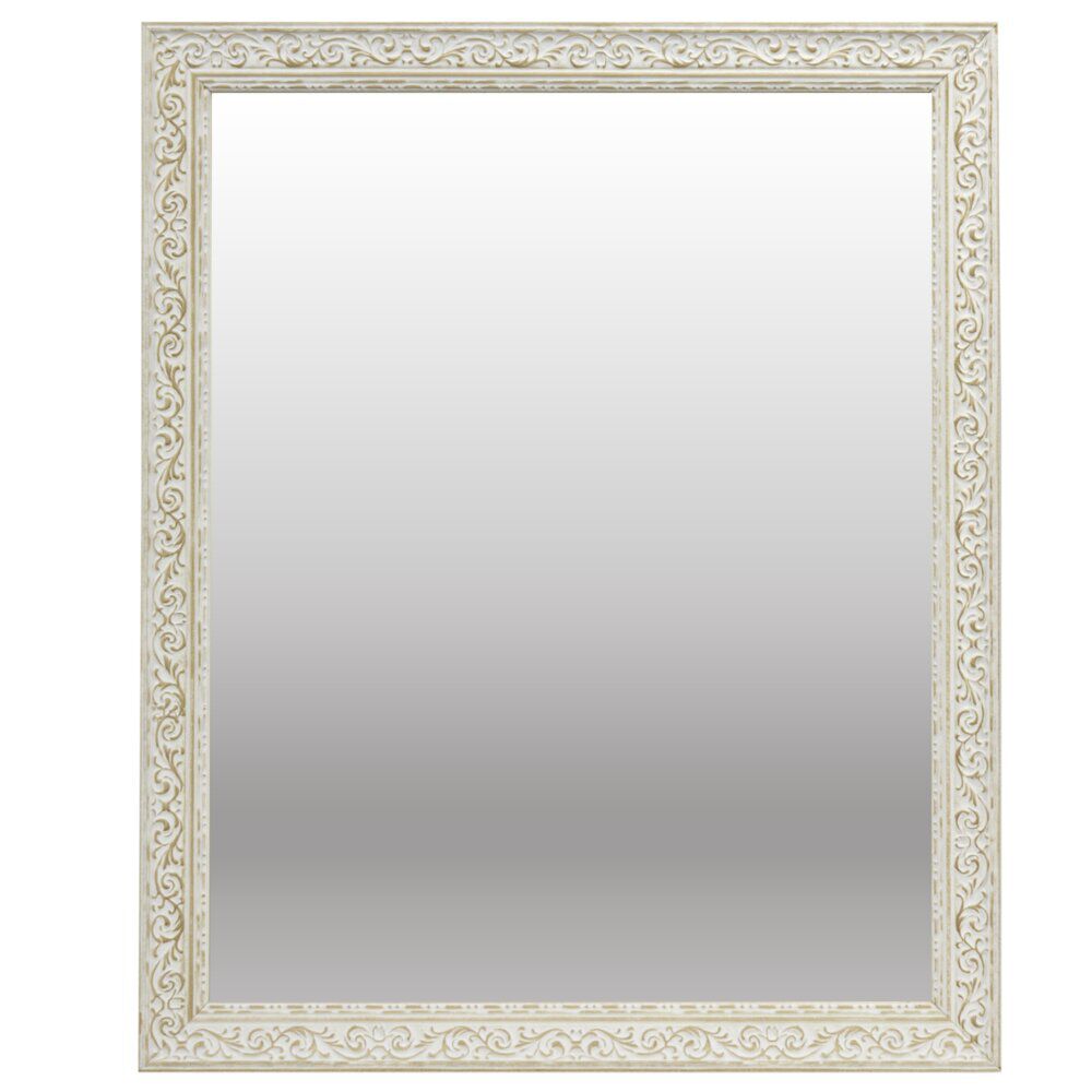 Miroir bord bois et verre modèle Eugénie blanc 40x50cm