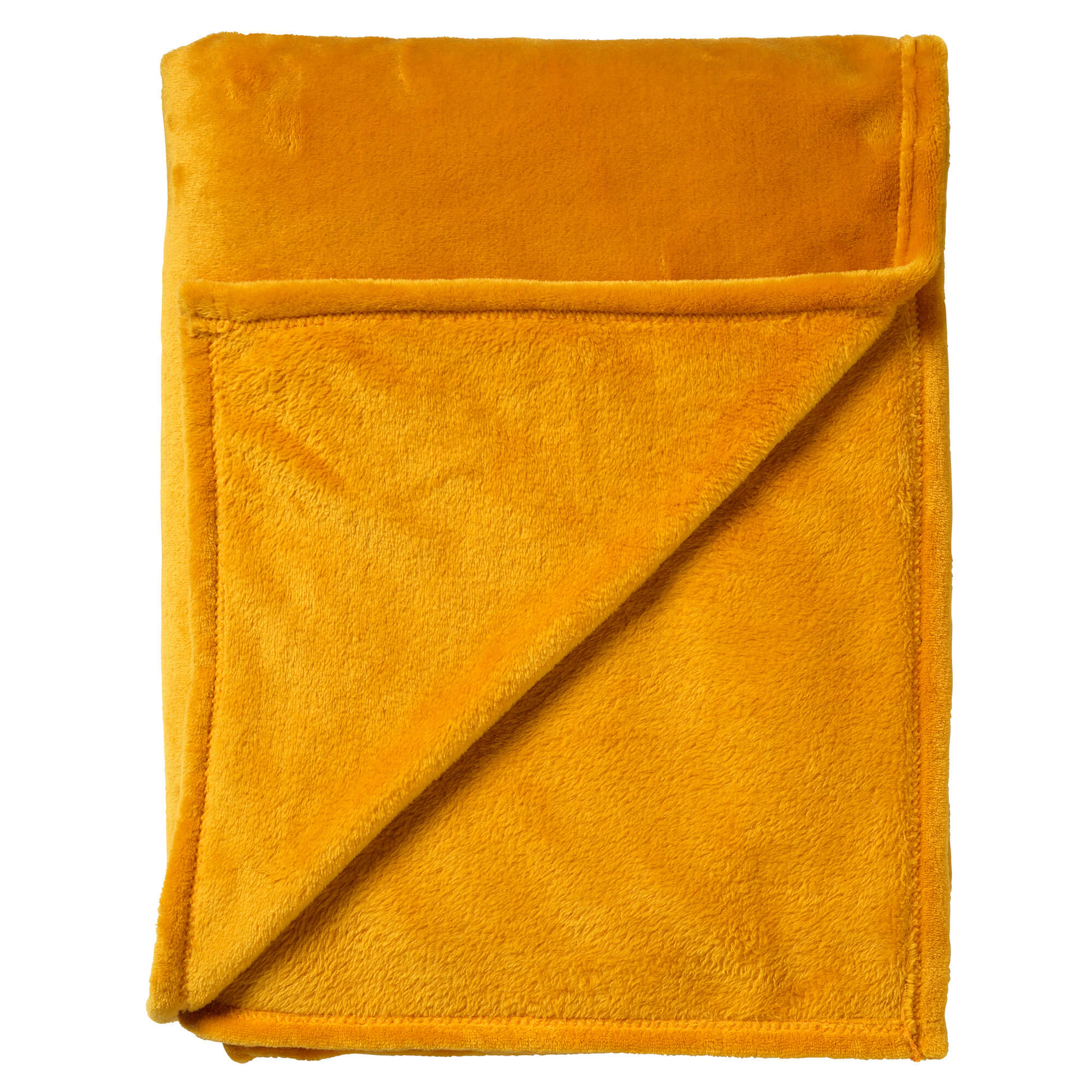 CHARLIE - plaid 200x220 cm - extra grote fleece deken - effen kleur - Golden Glow - geel