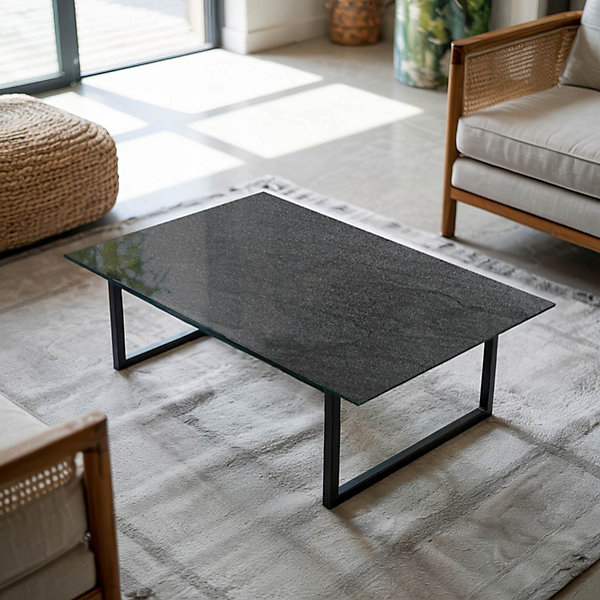 Dessus de table en verre trempé Wallfluent 100x70 cm Texture de pierre naturelle