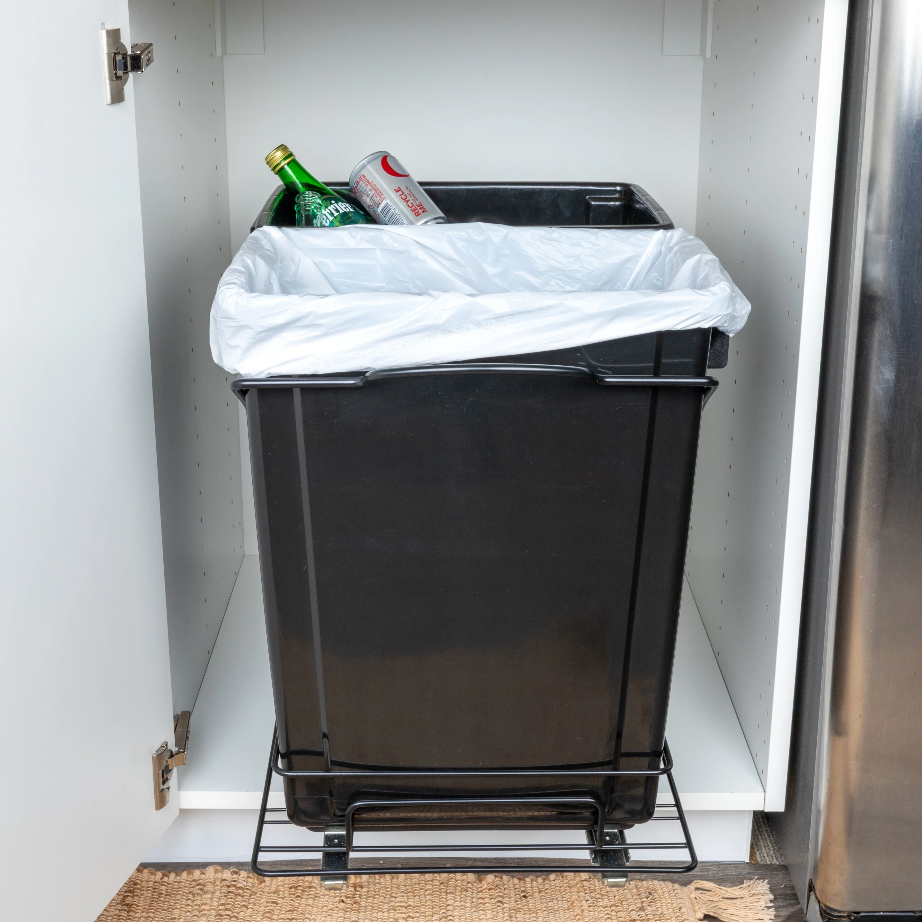 Household Essentials Chrome-Plated Steel Pull-Out/Slide-Out Double Trash Cans