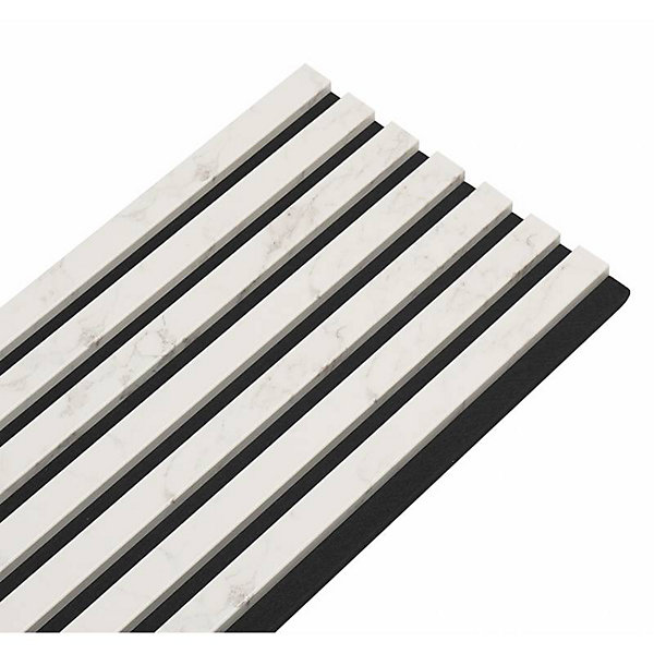 Lot de 2 Panneaux tasseaux bois 250 x 30 x 1,9 cm - décor marbre blanc/feutrine noir - 1,5m²