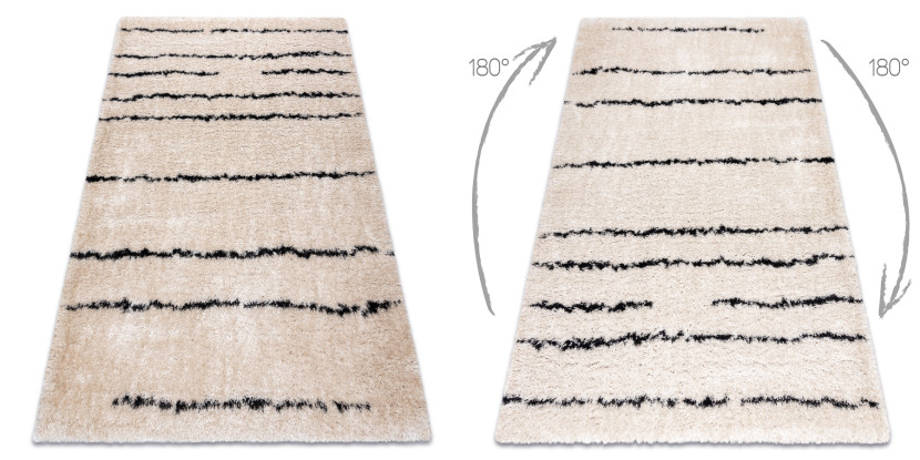 Dywan FLUFFY 2371 shaggy paski - krem / antracyt 80x150 cm
