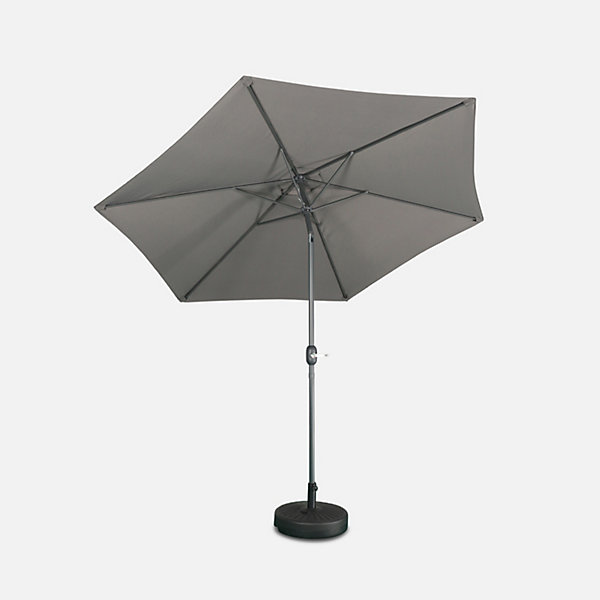 Parasol droit rond D.300cm - Touquet Gris - mât central en aluminium orientable et manivelle d'ouverture