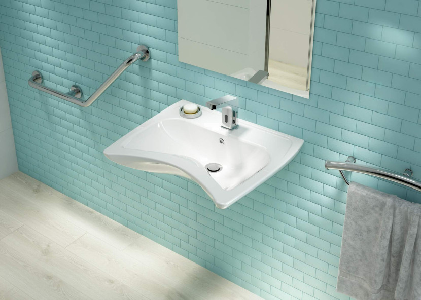 DEANTE Umywalka ceramiczna ścienna z miejscem na baterię