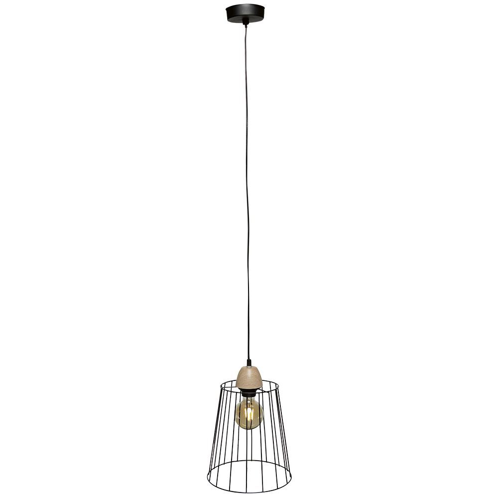 Luminaire à suspension filaire ajouré métal noir