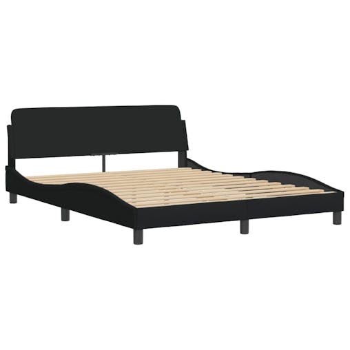 NNEVL Bed Frame with Headboard Black 152x203 cm Fabric