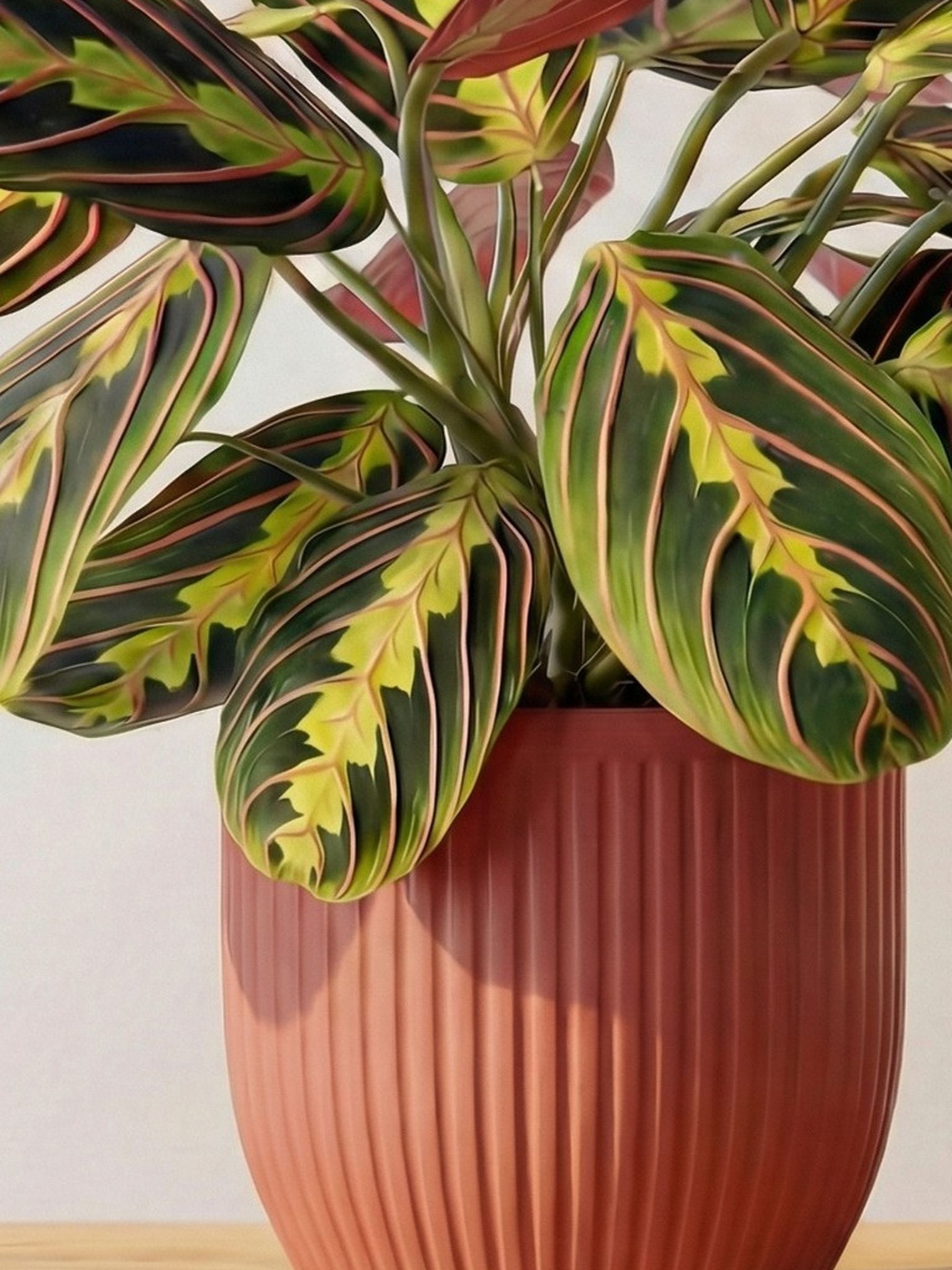 Beards & Daisies Pink Real Prayer Plant in Ribbed Pot