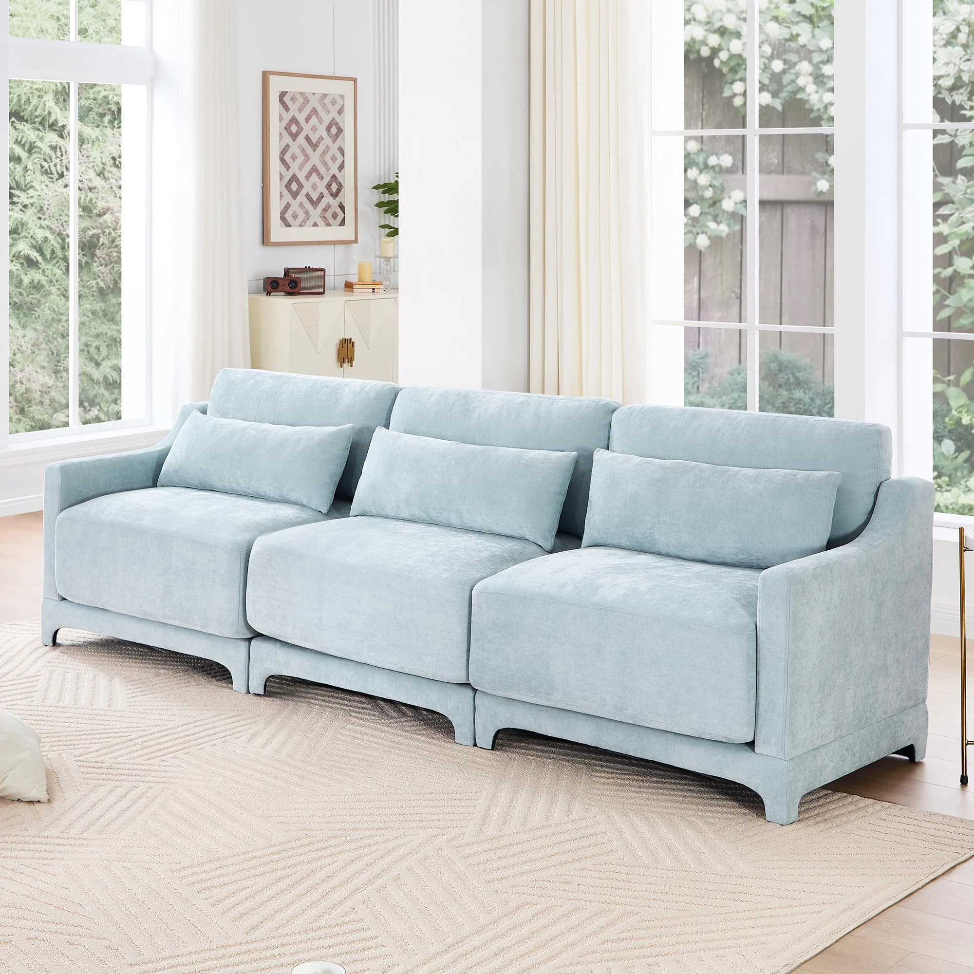 GDFStudio - Calliope Three-Seater Chenille Sofa