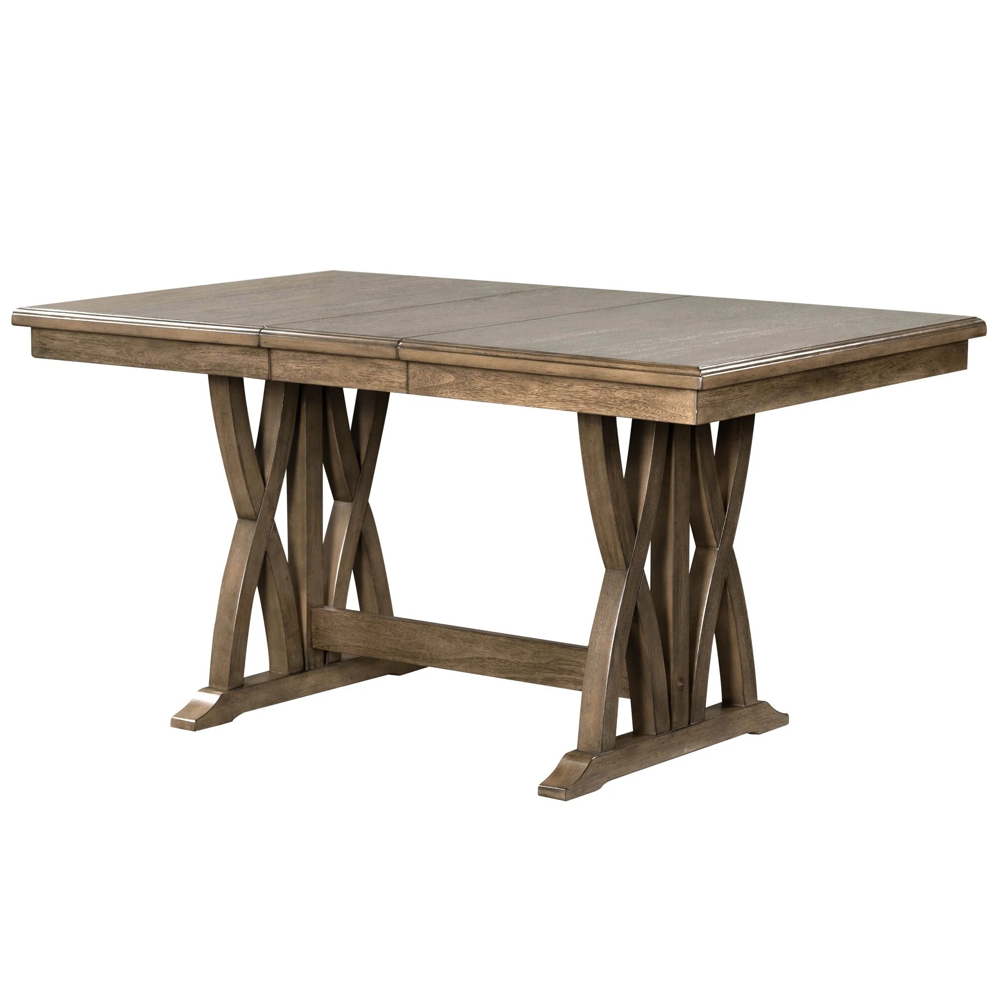 Roomfitters Mid-Century 7-Piece Extendable Wood Dining Table Set with Upholstered Chairs and 12 Leaf, Gray