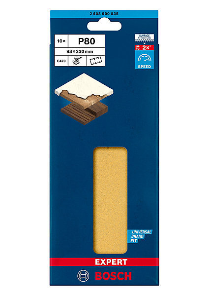Feuille Abrasive Rectangle Expert C470 D 93x230mm G80 - BOSCH - 2608900835