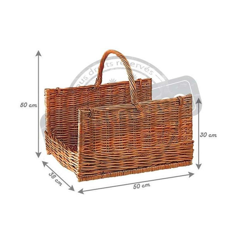 - Panier à bûches en osier buff grand modèle