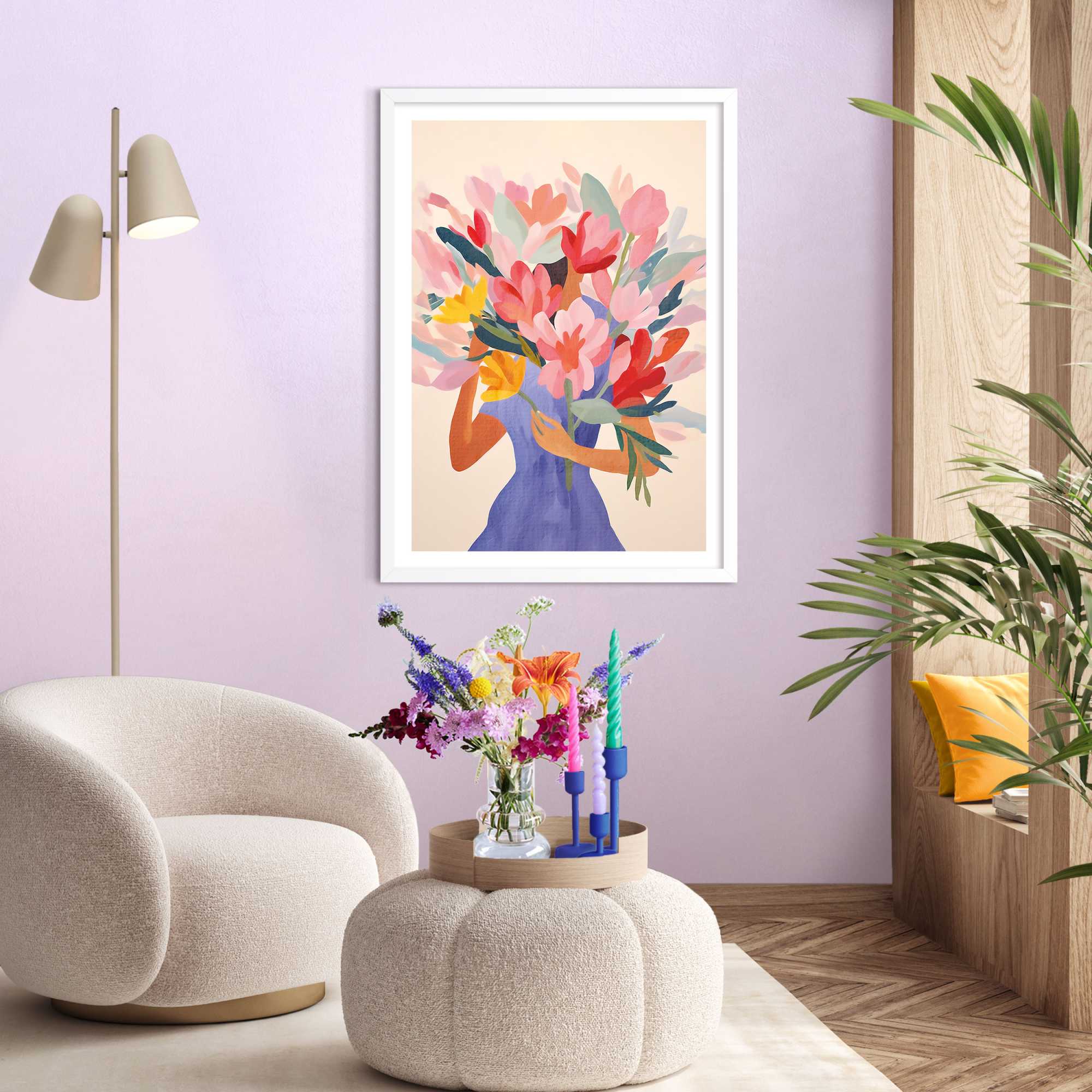 Reinders - Lady Flowers - Schilderij 70x50cm Wit