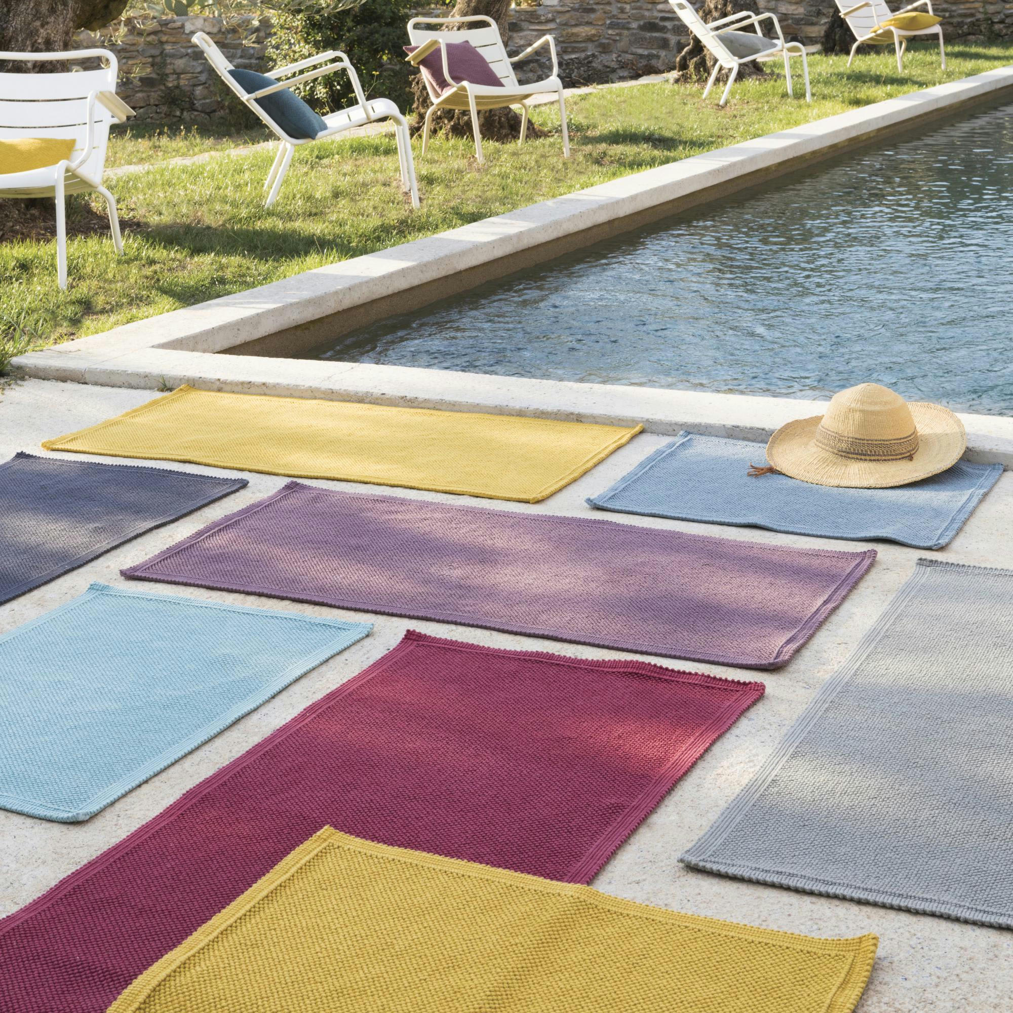 ETIA - Tapis de bain uni  en coton prusse 54 x 64