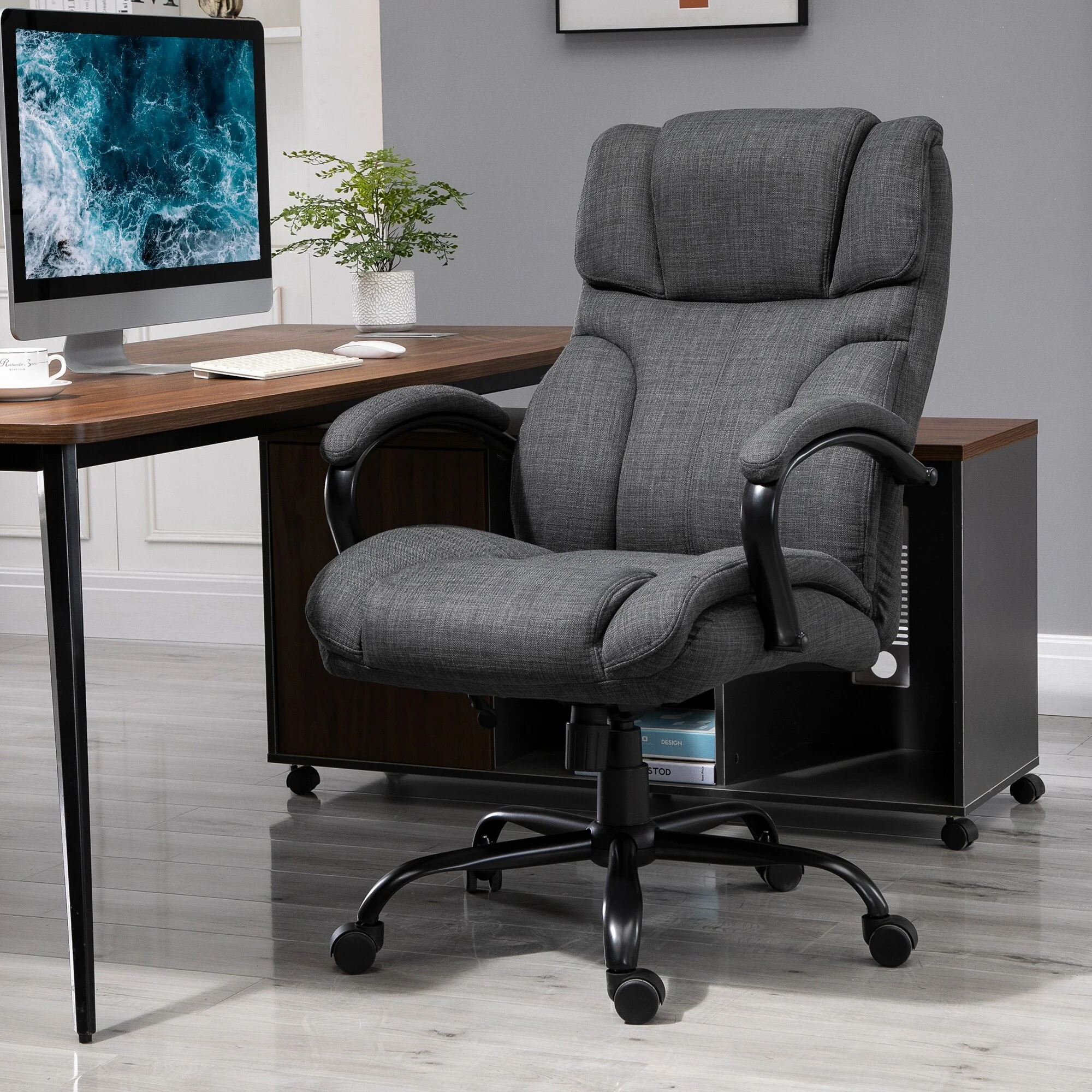 High Back Big and Tall Executive Office Chair, Ergonomic Computer Desk Chair, Adjustable Height Desk Chair with Wheels - N/A