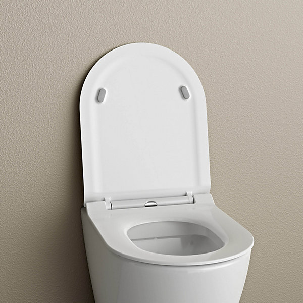 Couvercle / Lunette de WC plat Siège de WC Duroplast Couvercle frein de chute - 46,4x36,4x4,9cm - U2019